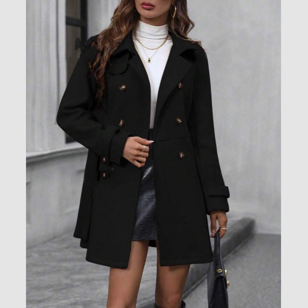 Luxe blue cozy double breasted coat - Picture 5 of 10